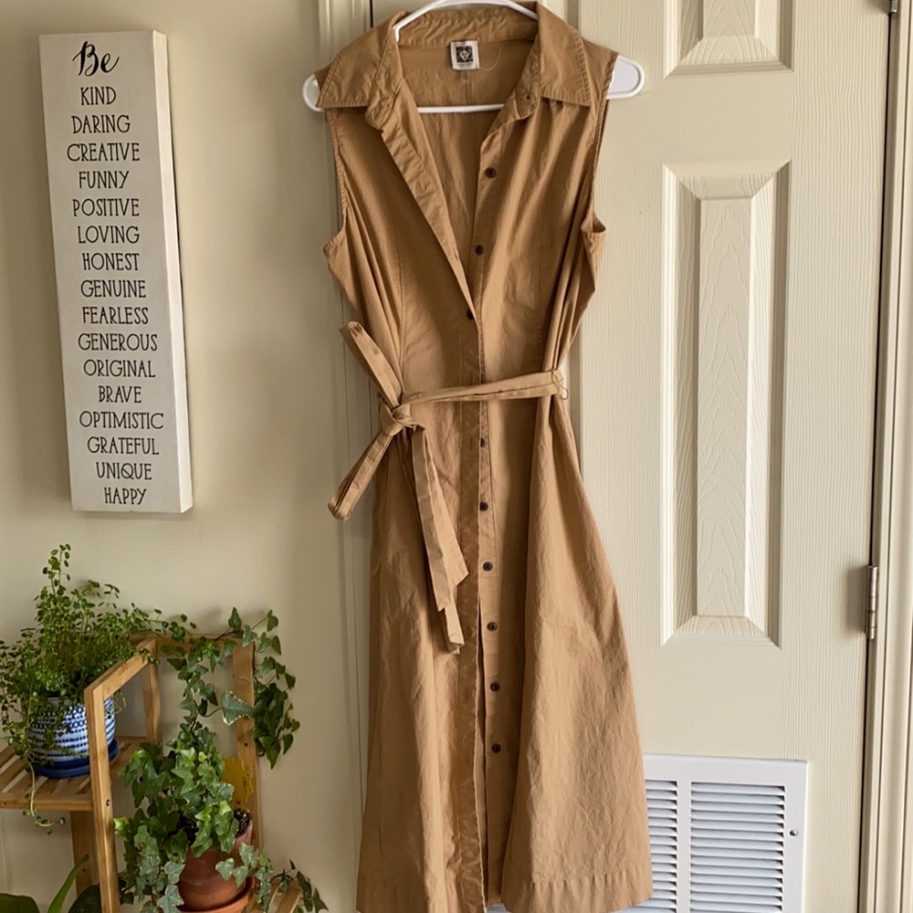 Anne Klein tan collared 40s-style dress